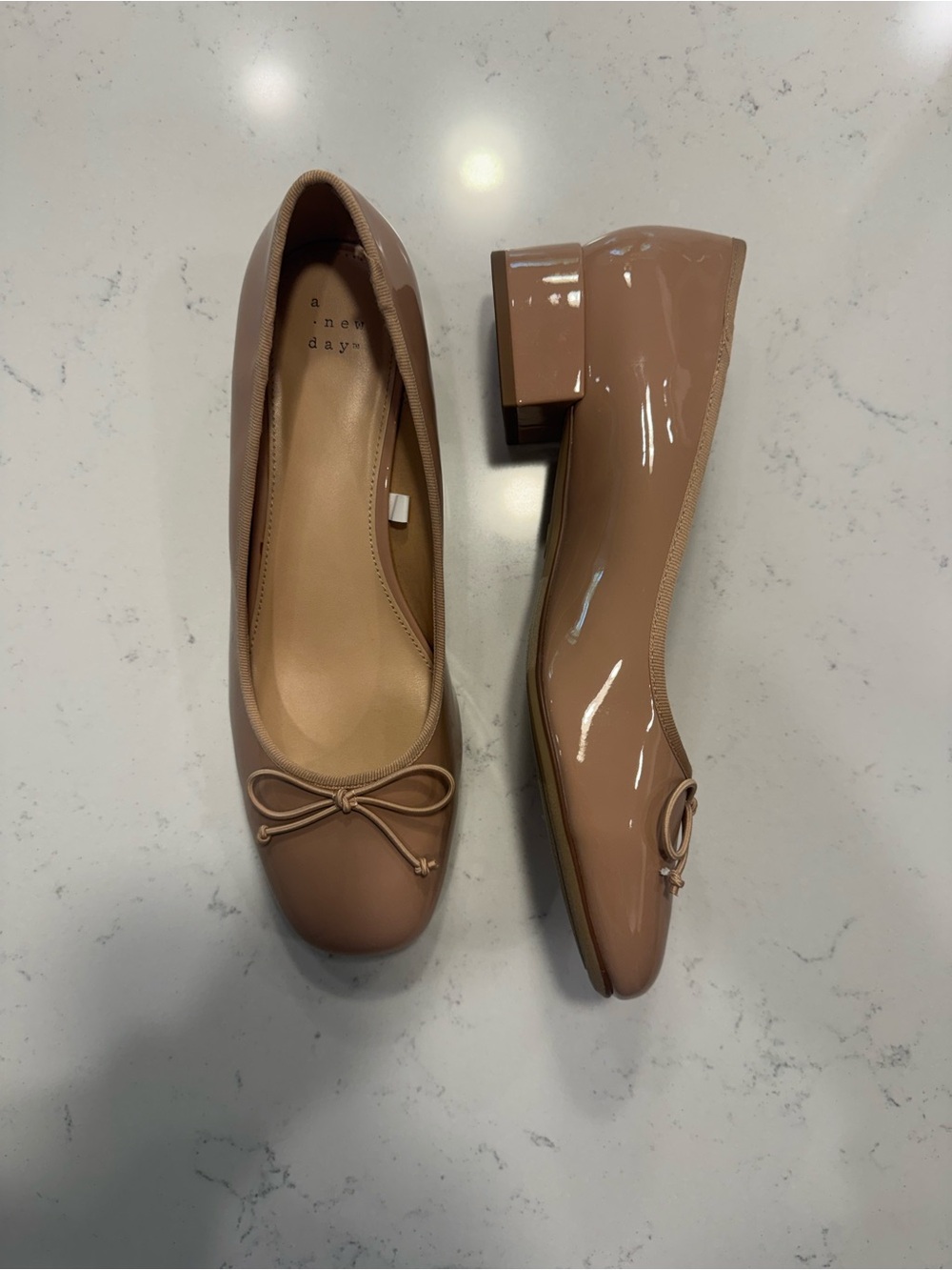 Target Nude Patent Ballet Flats with Bow Accent